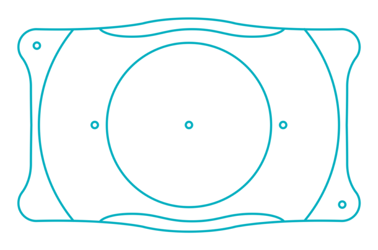 Strichzeichnung der EVO ICL: kleine Öffnung KS-AquaPORT in der Mitte der Optik